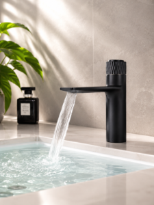Mitigeur Lavabo Bouton-Poussoir HELIX – Noir FCL01810 Premium