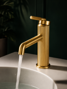 Mitigeur Lavabo Rétro Col Haut Cannelé Fancell – VERTIKA FCL21210 Doré3