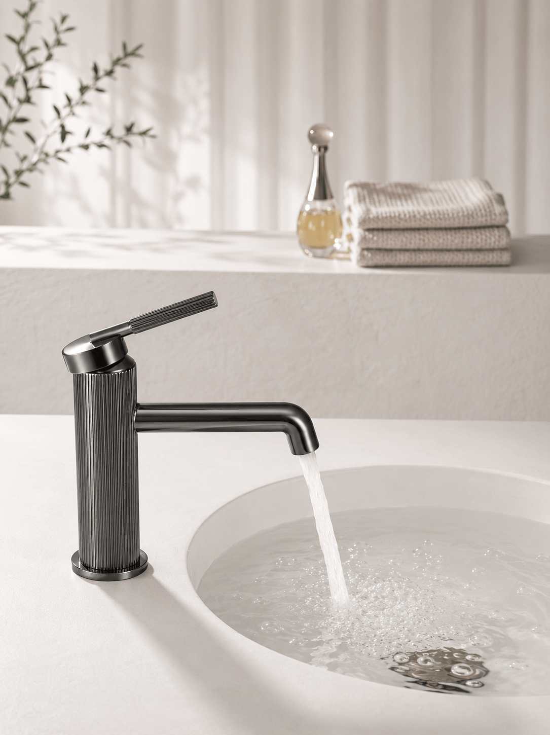 Mitigeur Lavabo Rétro Col Haut Cannelé Fancell – VERTIKA FCL21210 Gris4