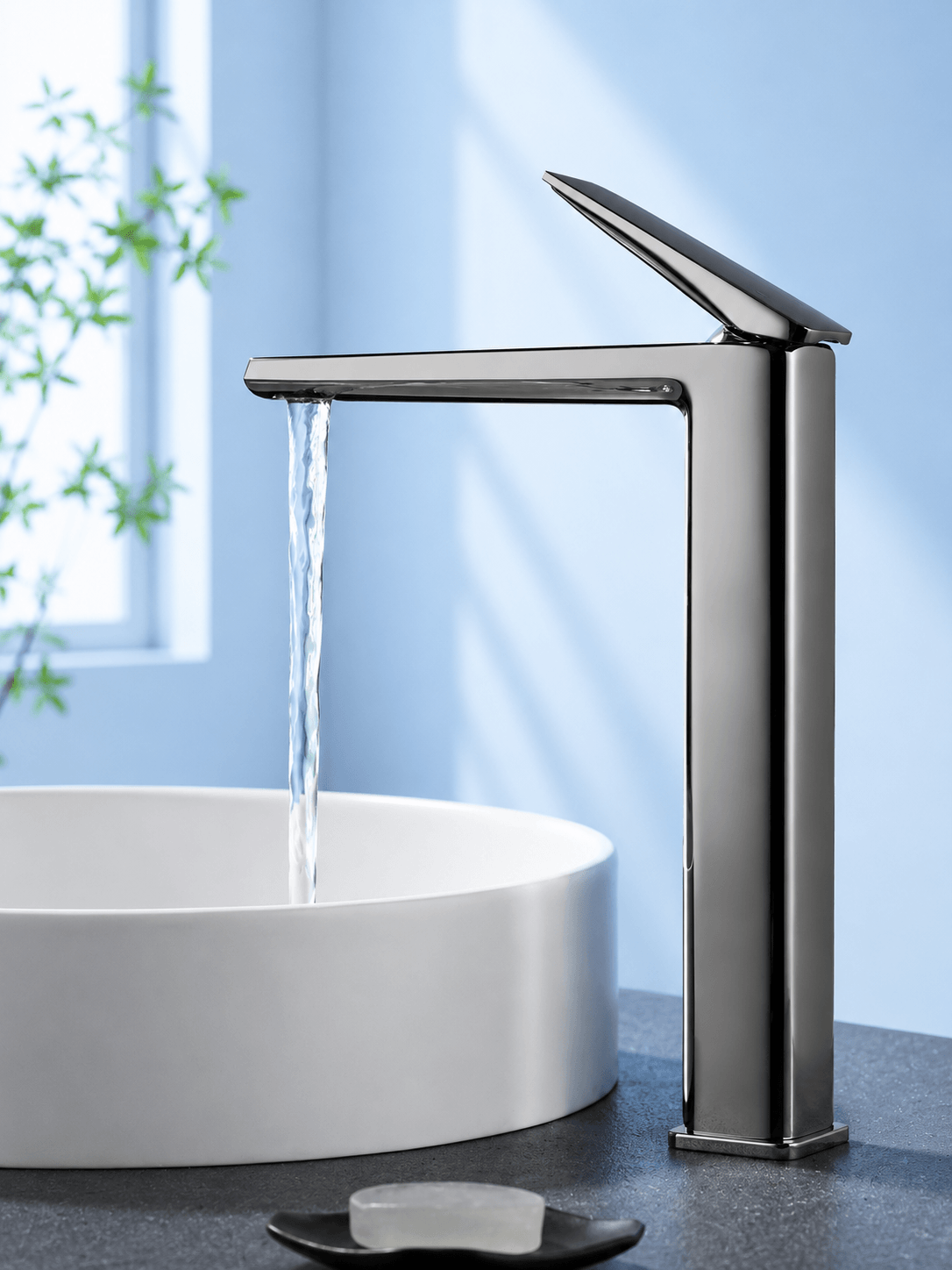Mitigeur cascade lavabo col de cygne unique Willavia FCL23011 Gris2