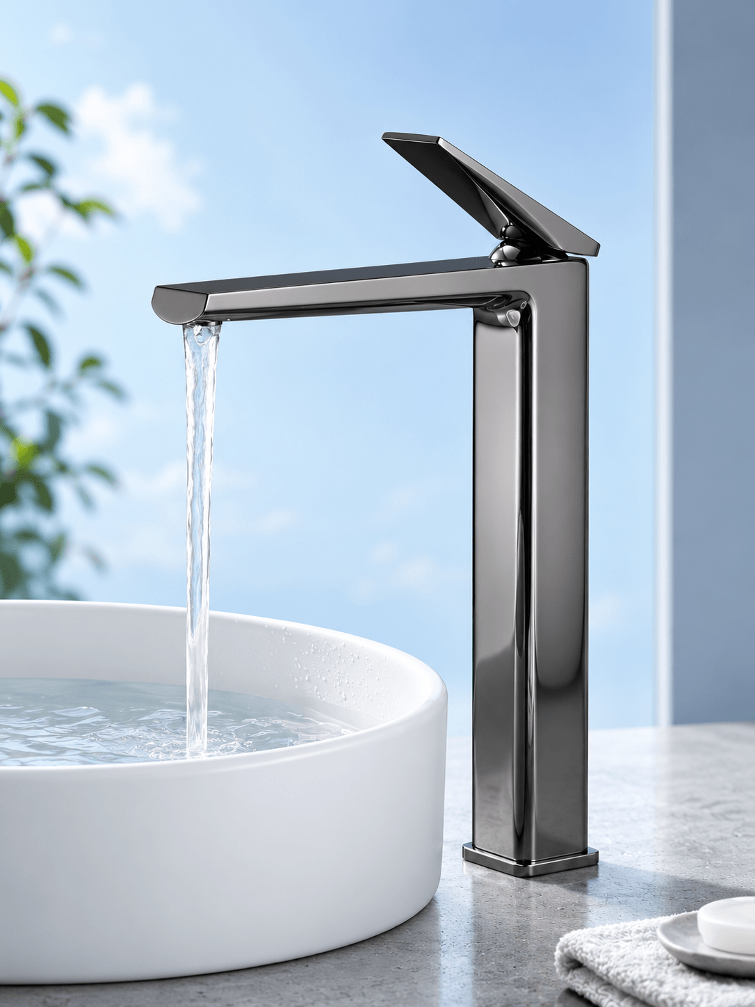 Mitigeur cascade lavabo col de cygne unique Willavia FCL23011 Gris3