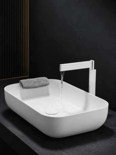 Mitigeur pour Lavabo Grand Bec unique Fancell – TÉRON FCL07811-2 Blanc2