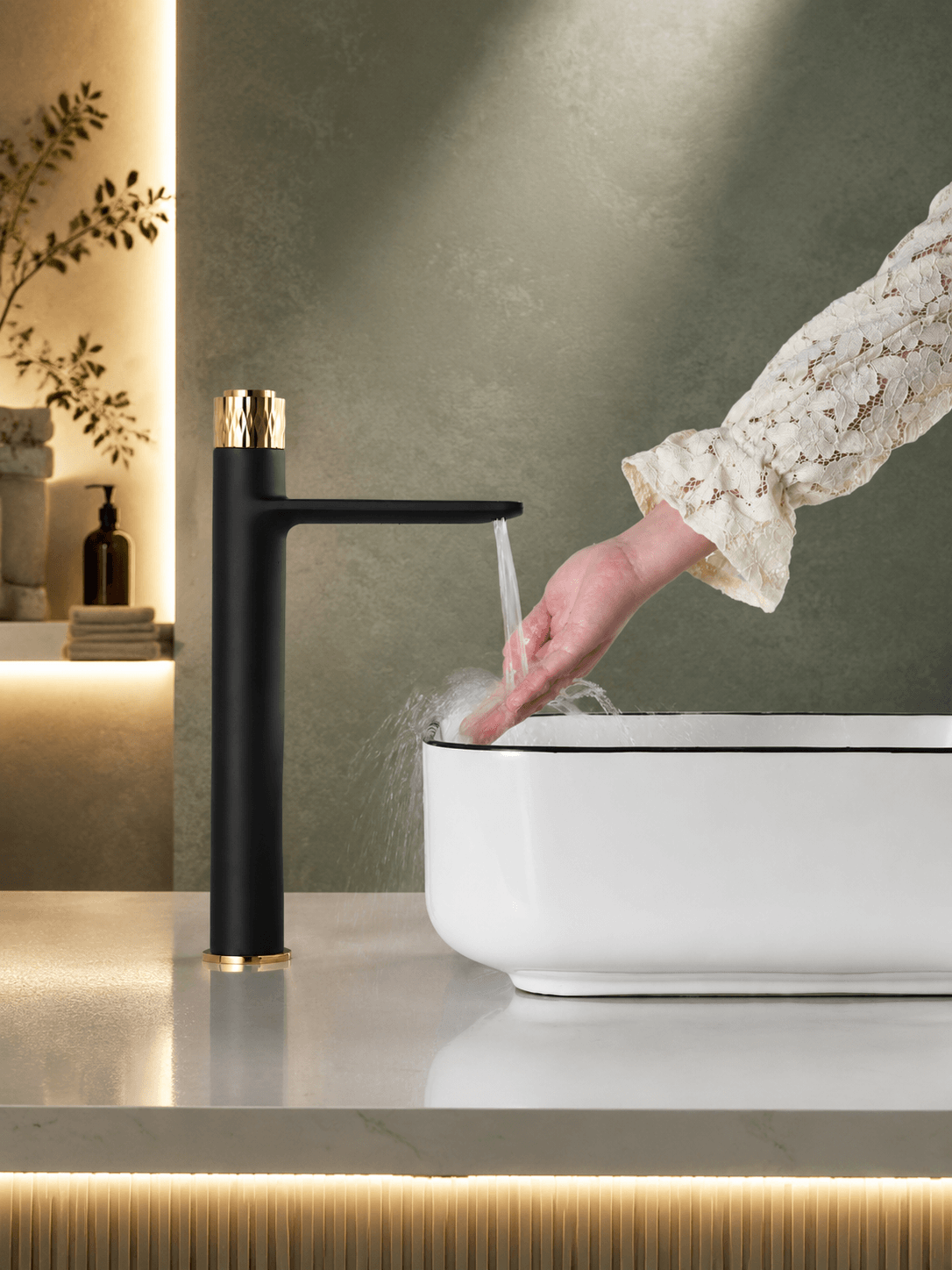 Mitigeur pour Lavabo Salle de Bain HELIX UNIQUE FCL01811 Noir4– Premium