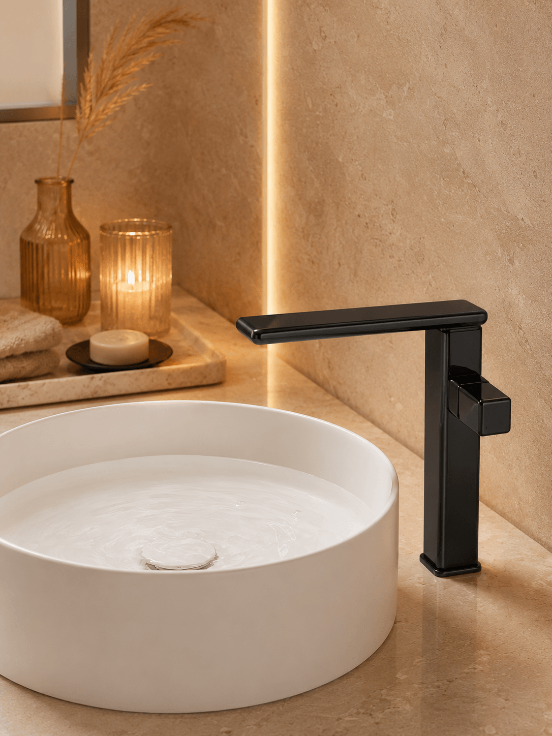 Mitigeur pour Lavabo Salle de Bain PRAGA – Élégant FCL16815 Noir1
