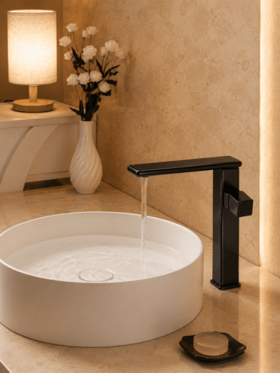 Mitigeur pour Lavabo Salle de Bain PRAGA – Élégant FCL16815 Noir2
