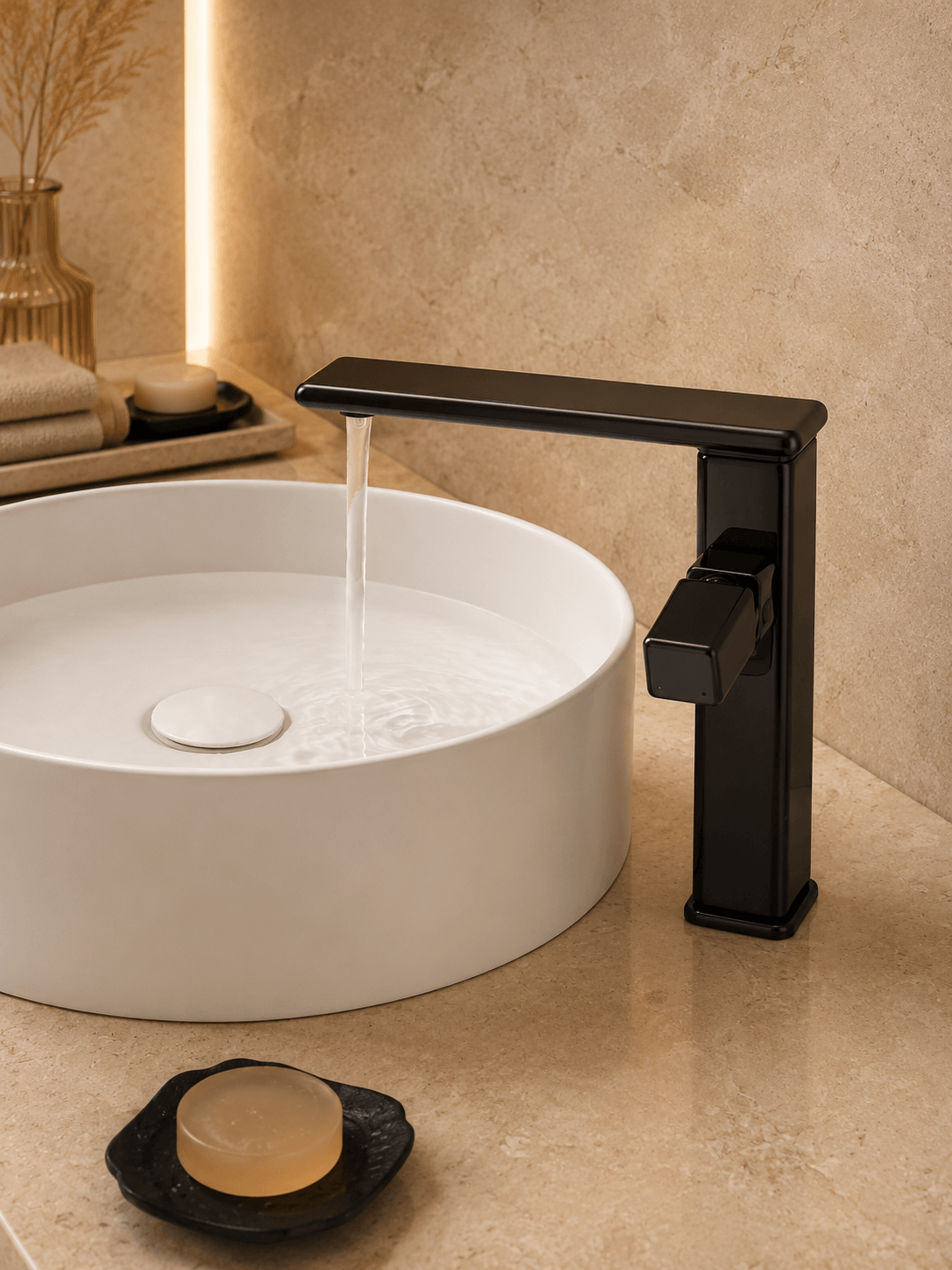 Mitigeur pour Lavabo Salle de Bain PRAGA – Élégant FCL16815 Noir3