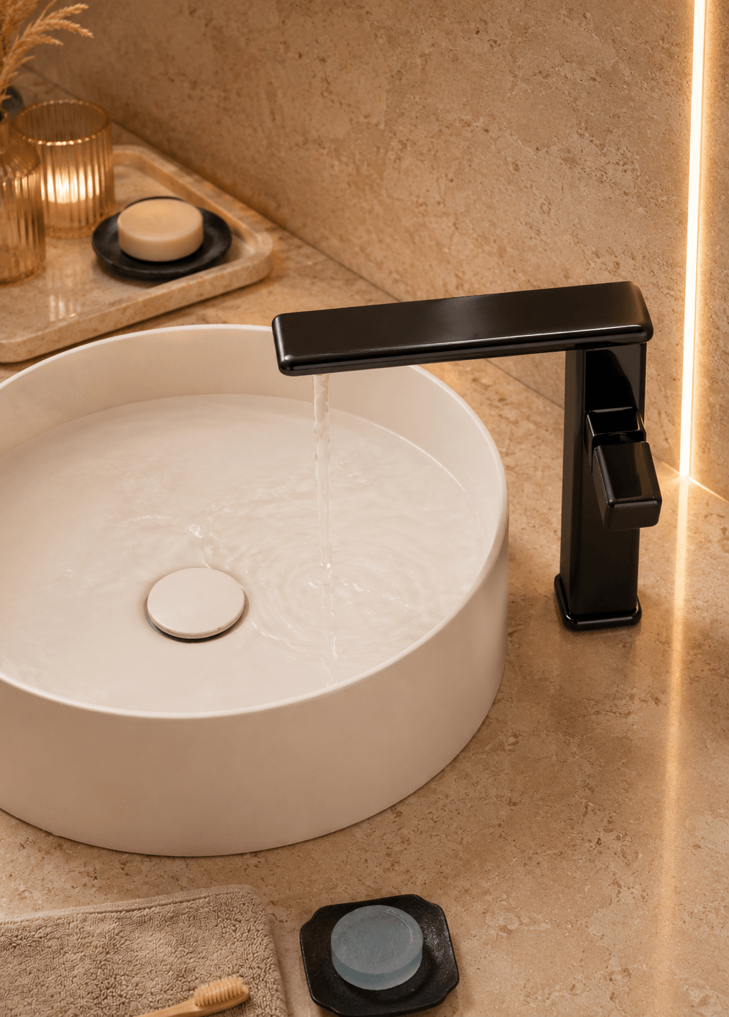 Mitigeur pour Lavabo Salle de Bain PRAGA – Élégant FCL16815 Noir4