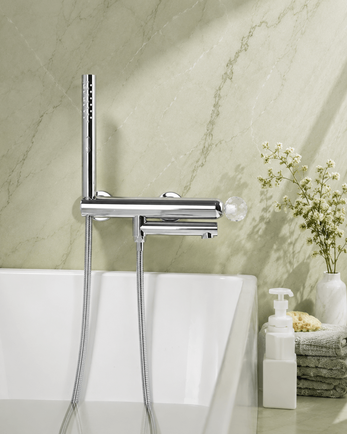 Robinet Baignoire Cristal CRISTALLO – Volant Luxe FCL16630 Chrome1