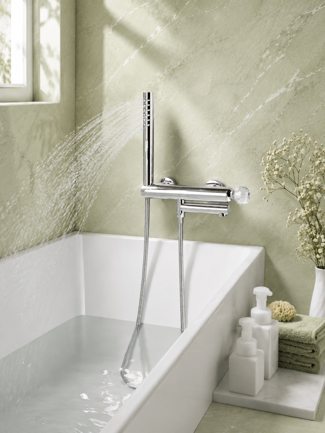 Robinet Baignoire Cristal CRISTALLO – Volant Luxe FCL16630 Chrome2