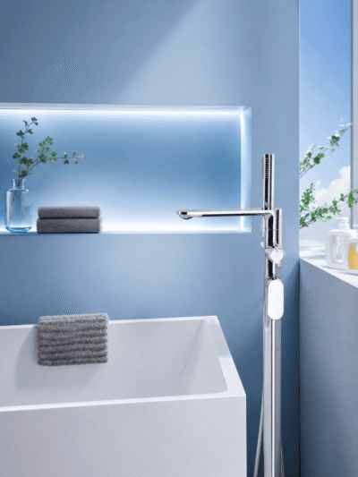 Robinet Baignoire Îlot COLONNA – Design Autoporté Luxe FCL801 Chromé2