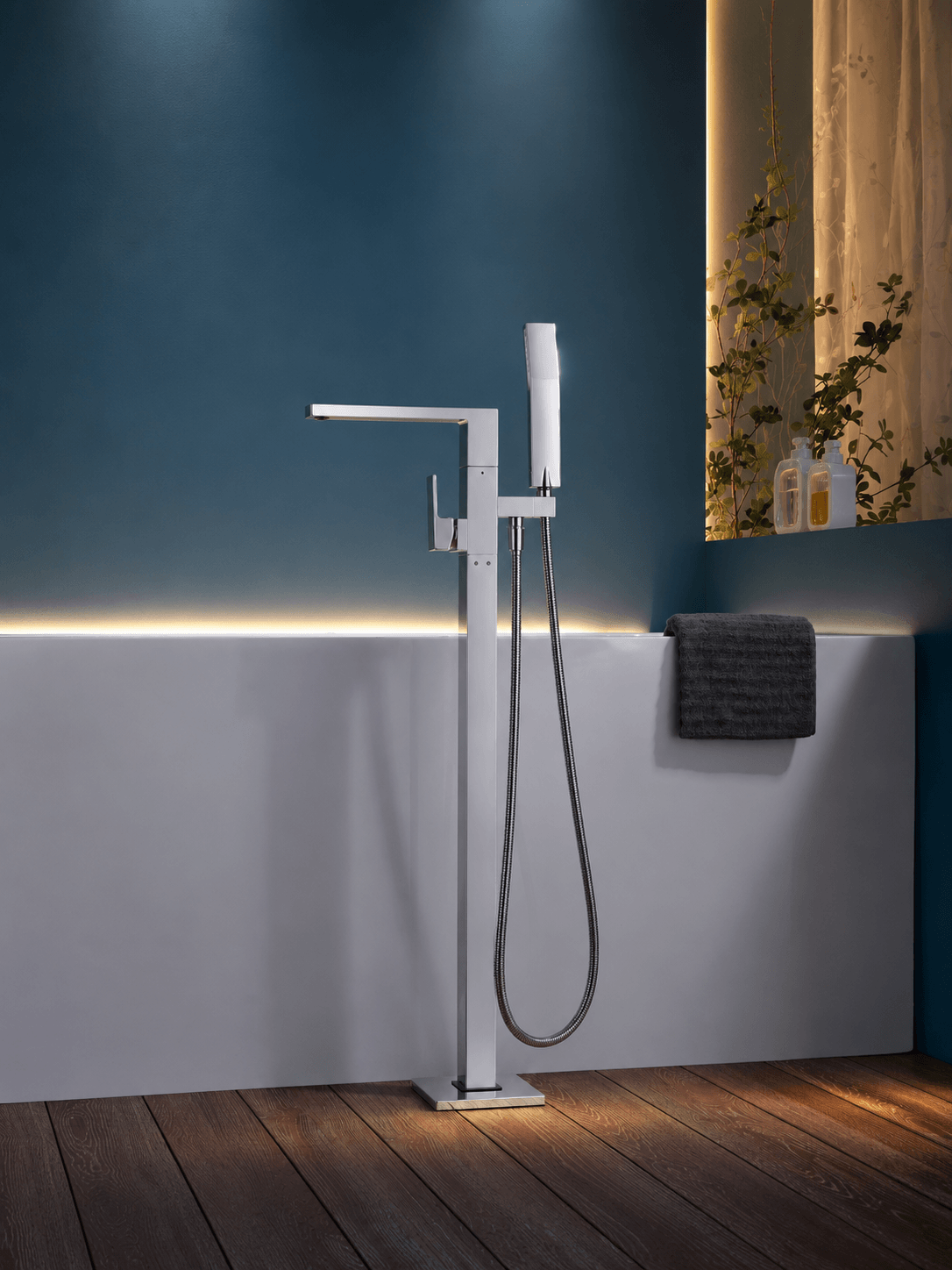 Robinet Baignoire Îlot COLONNA – Grand Modèle Autoporté FCL802 Chrome1
