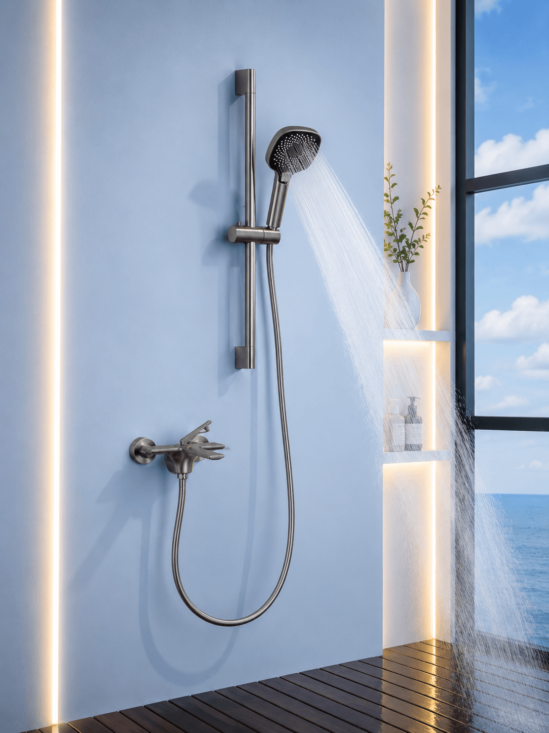 Robinet Baignoire Lisbora – Design Épuré FCL17630 Gris2