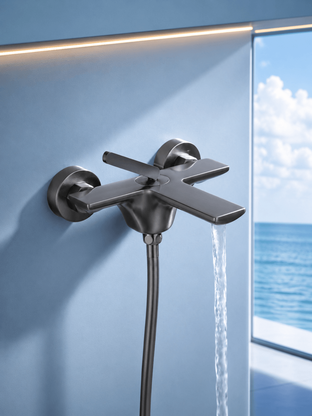 Robinet Baignoire Lisbora – Design Épuré FCL17630 Gris3