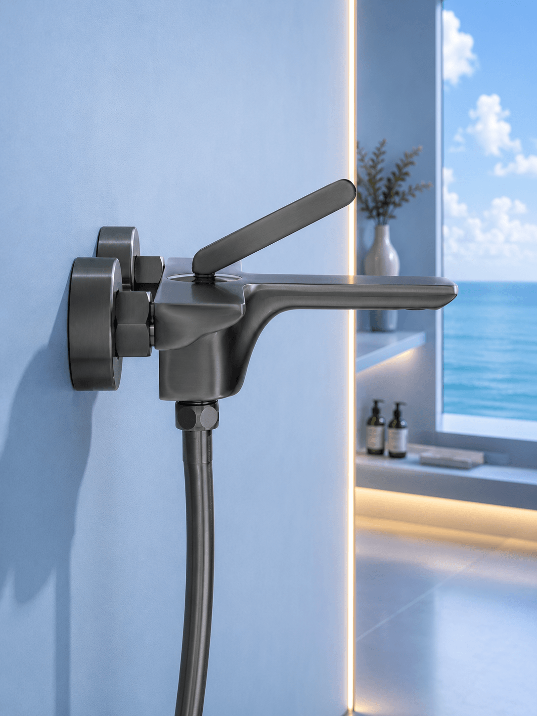 Robinet Baignoire Lisbora – Design Épuré FCL17630 Gris4