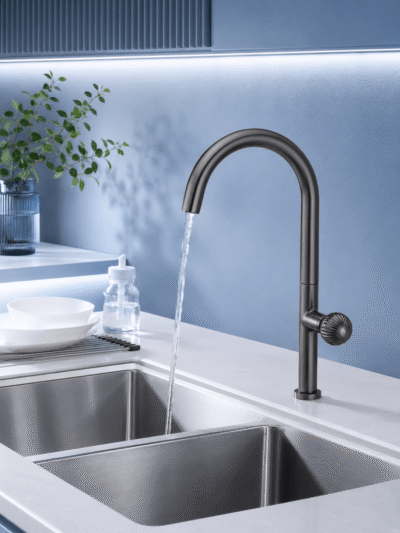 Robinet Cuisine Design CRISTALLO – Poignée Cristal FCL16650 Gris2