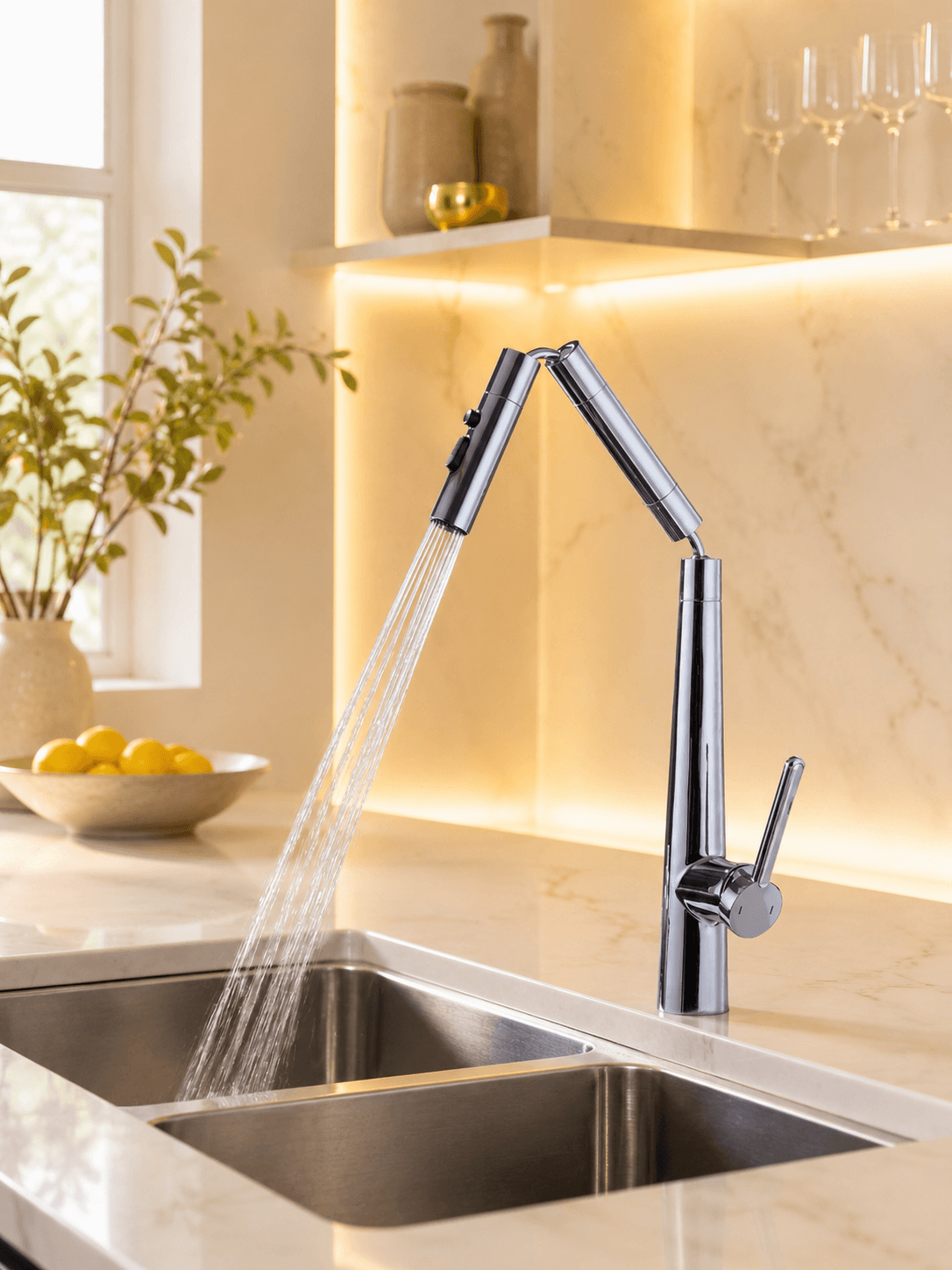 Robinet cuisine 3 sections articulées Fancell TREVIA — design professionnel