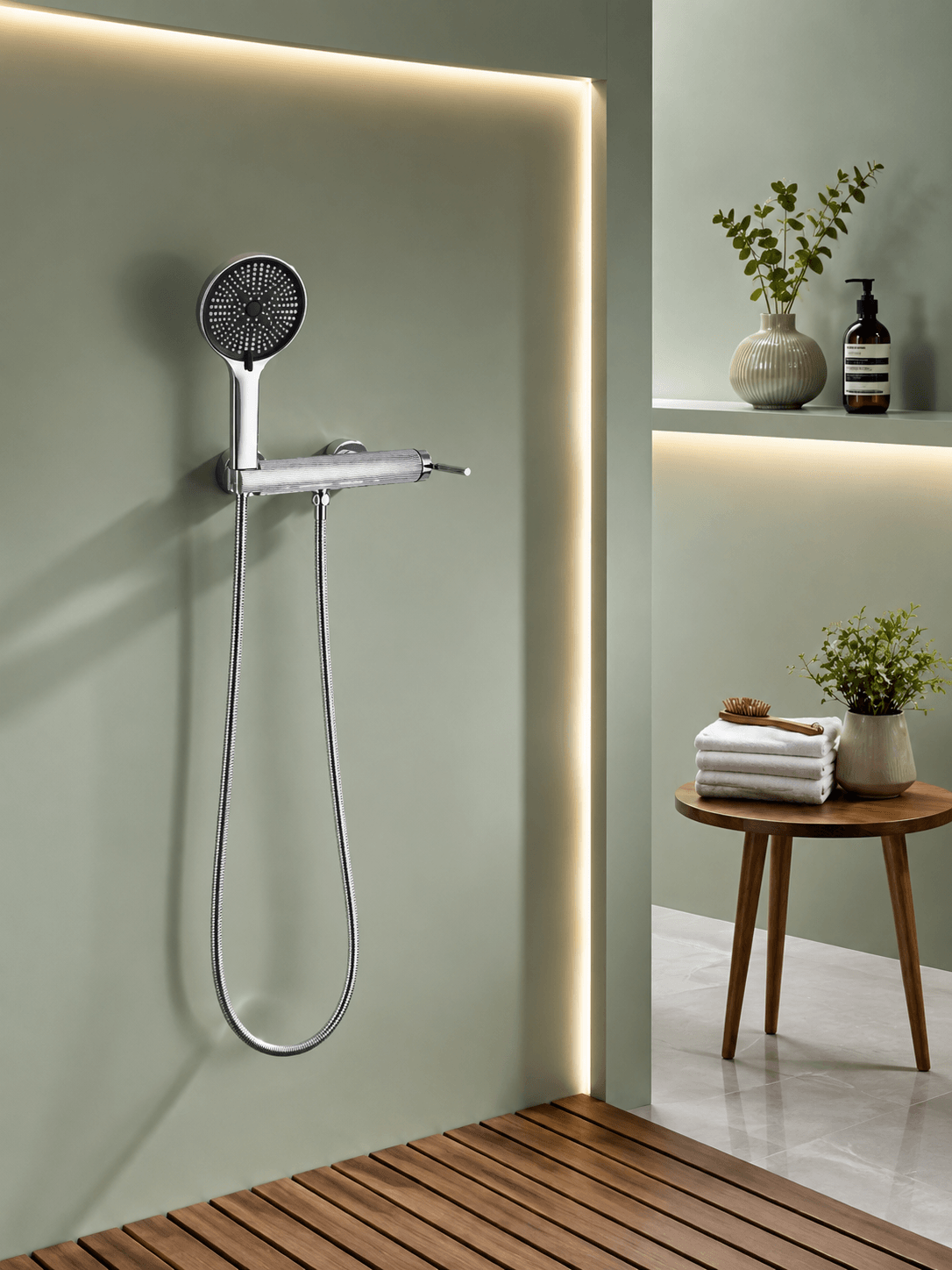 Robinet de Douche Design VERTIKA – Cannelures Rétro FCL21290 Chromé1